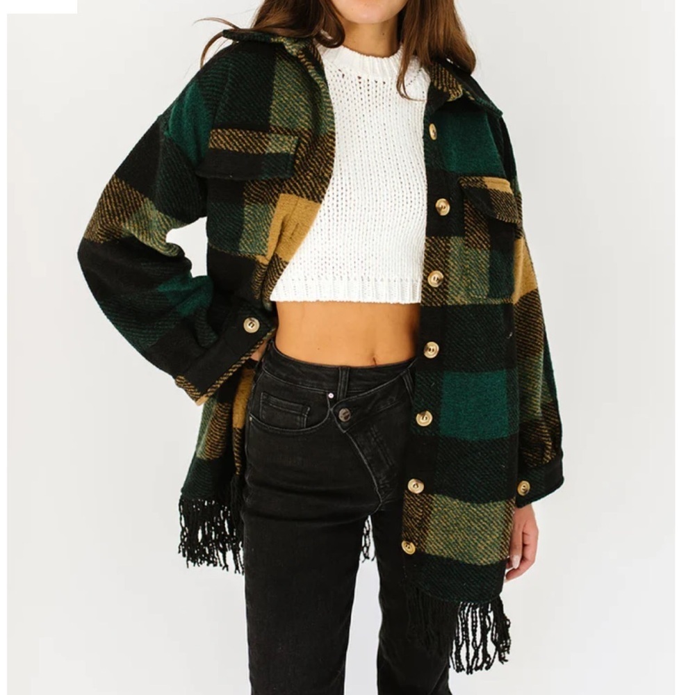 Ellison plaid jacket with fringe